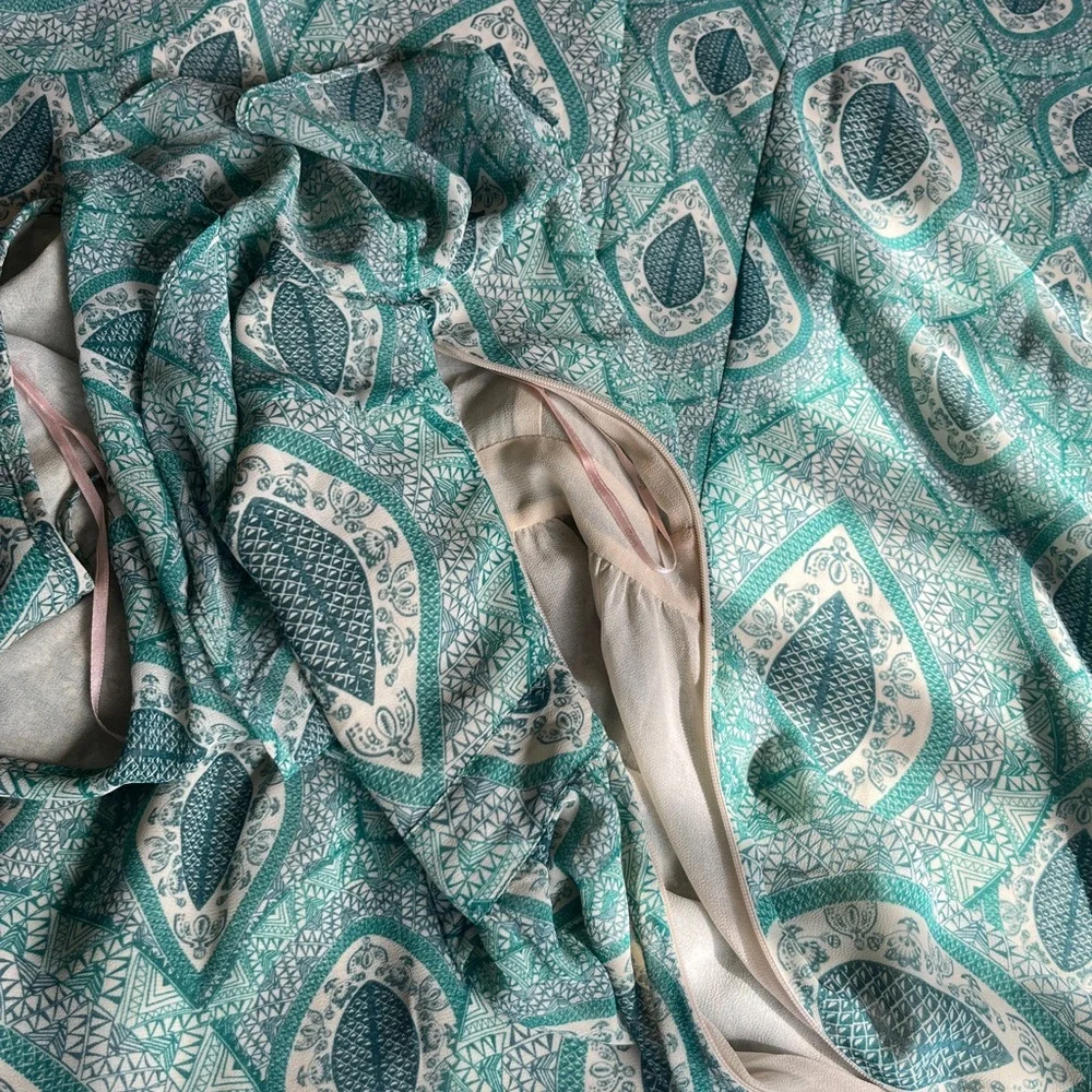 Love21 Teal Paisley Floor Length Maxi Dress- Size XS - Picture 5 of 7